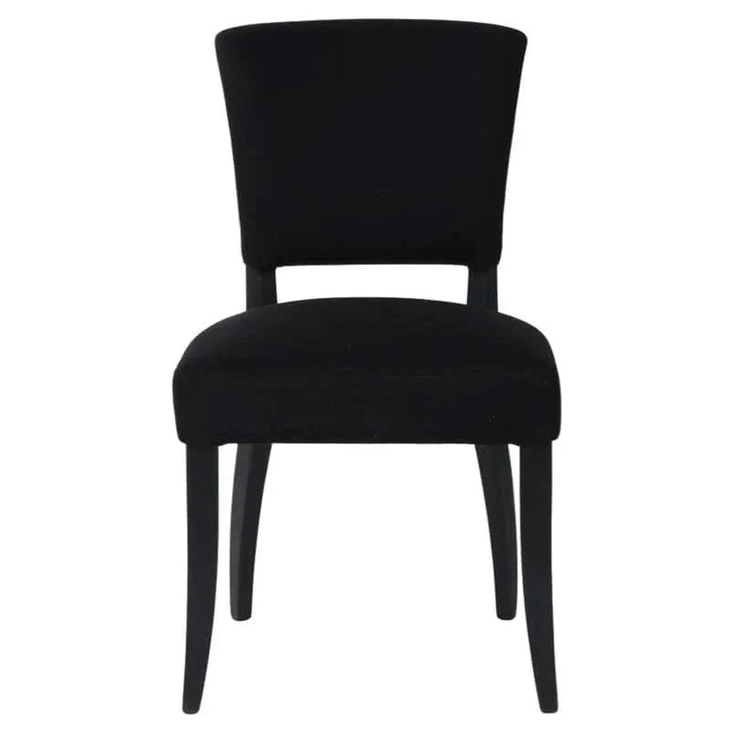 Cavendish Linen Dining Chair in Black, Set of 2 - Chocolate Wood