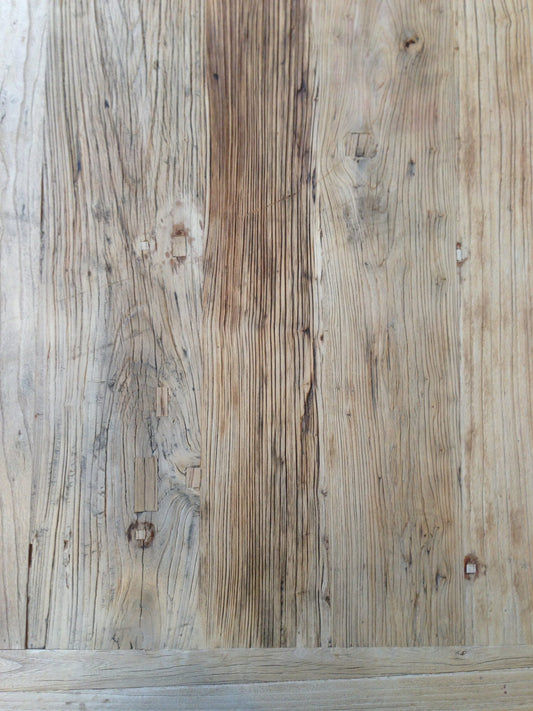 CLIFTON RUSTIC RECYCLED ELM DINING TABLE HAMPTONS STYLE 200CM - NATURAL DRIFTWOOD - MyChocolateWood