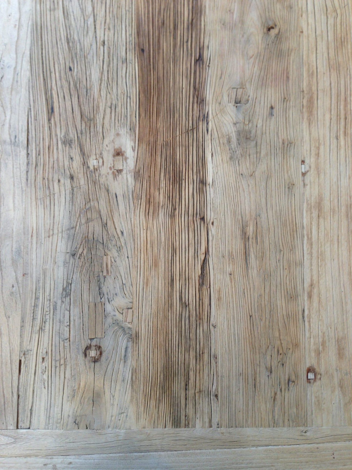 CLIFTON RUSTIC RECYCLED ELM DINING TABLE HAMPTONS STYLE 200CM - NATURAL DRIFTWOOD - MyChocolateWood