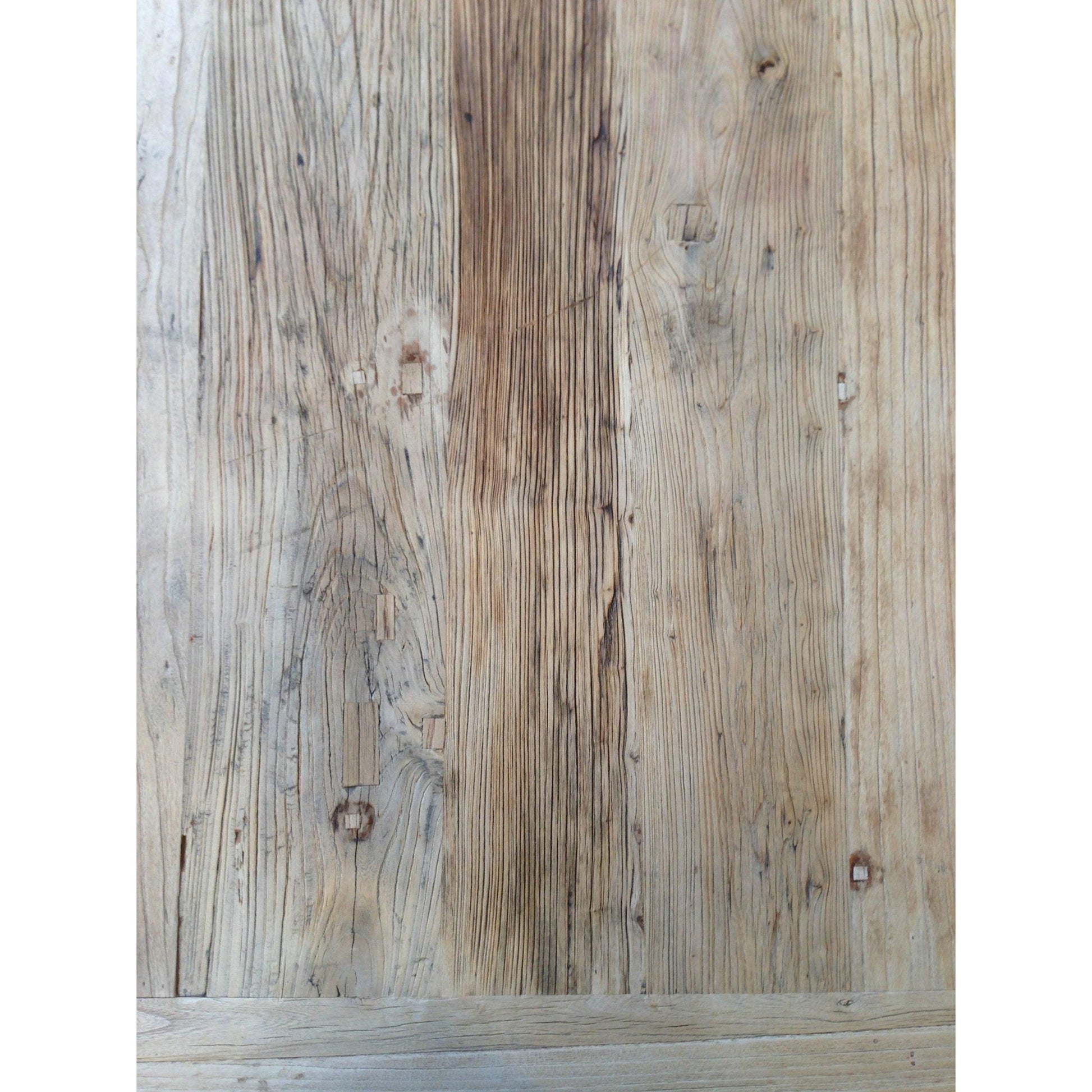 Clifton Rustic Recycled Elm Dining Table in All Natural Driftwood, 250cm - Chocolate Wood