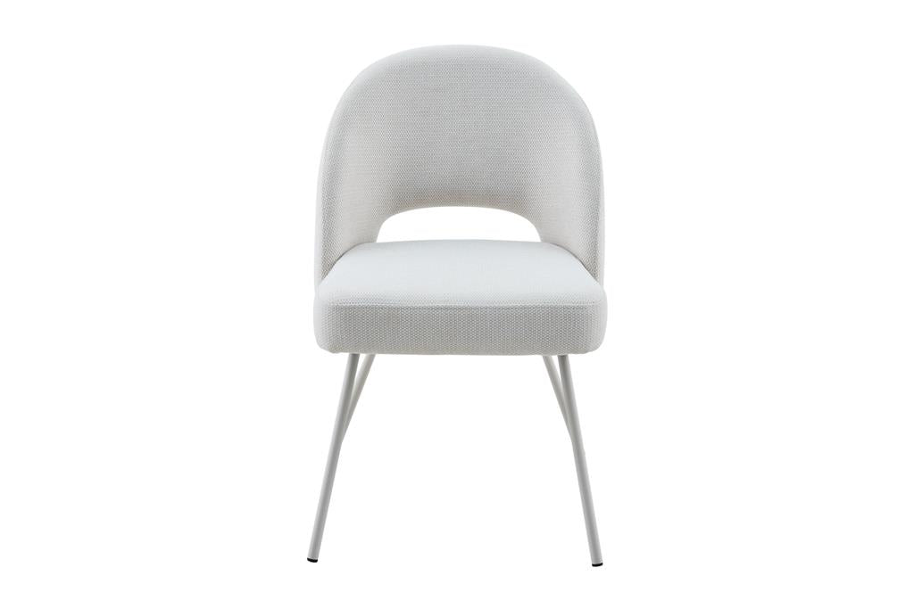 HALIFAX SOLID ACACIA DINING CHAIR FABRIC UPHOLSTERY COASTAL ASH /WHITE