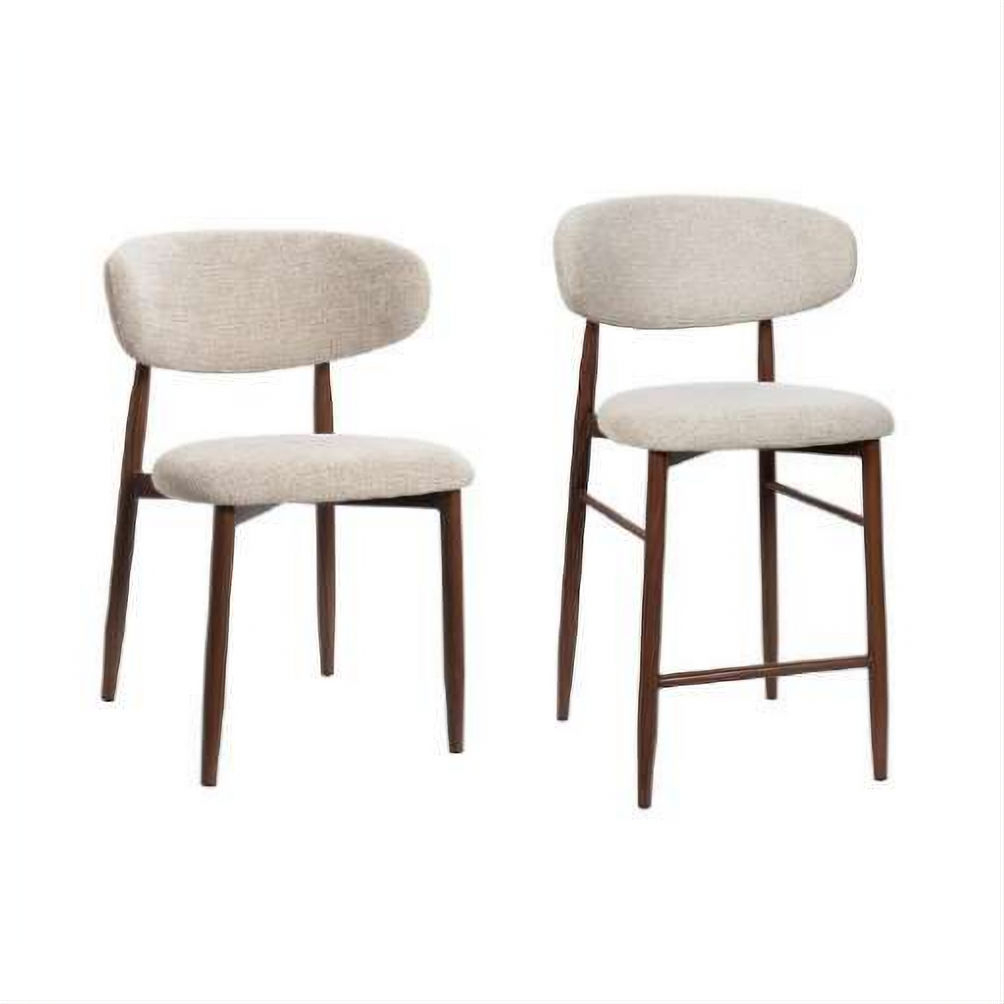 Severin solid and veneer Malaysian hardwood bar chair in beige and walnut finish, featuring a sleek modern design.