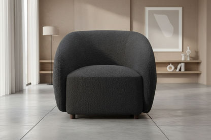 SUKI BOUCLE ARMCHAIR CHARCOAL - MyChocolateWood