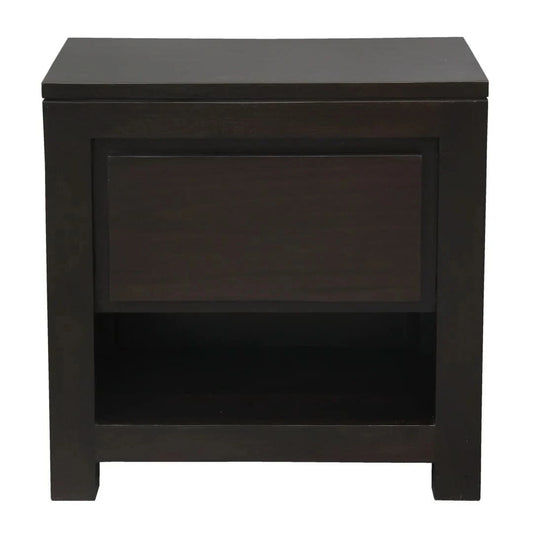 TANAKA SOLID MAHOGANY TIMBER BEDSIDE TABLE WITH 1 DRAWER IN CHOCOLATE - MyChocolateWood