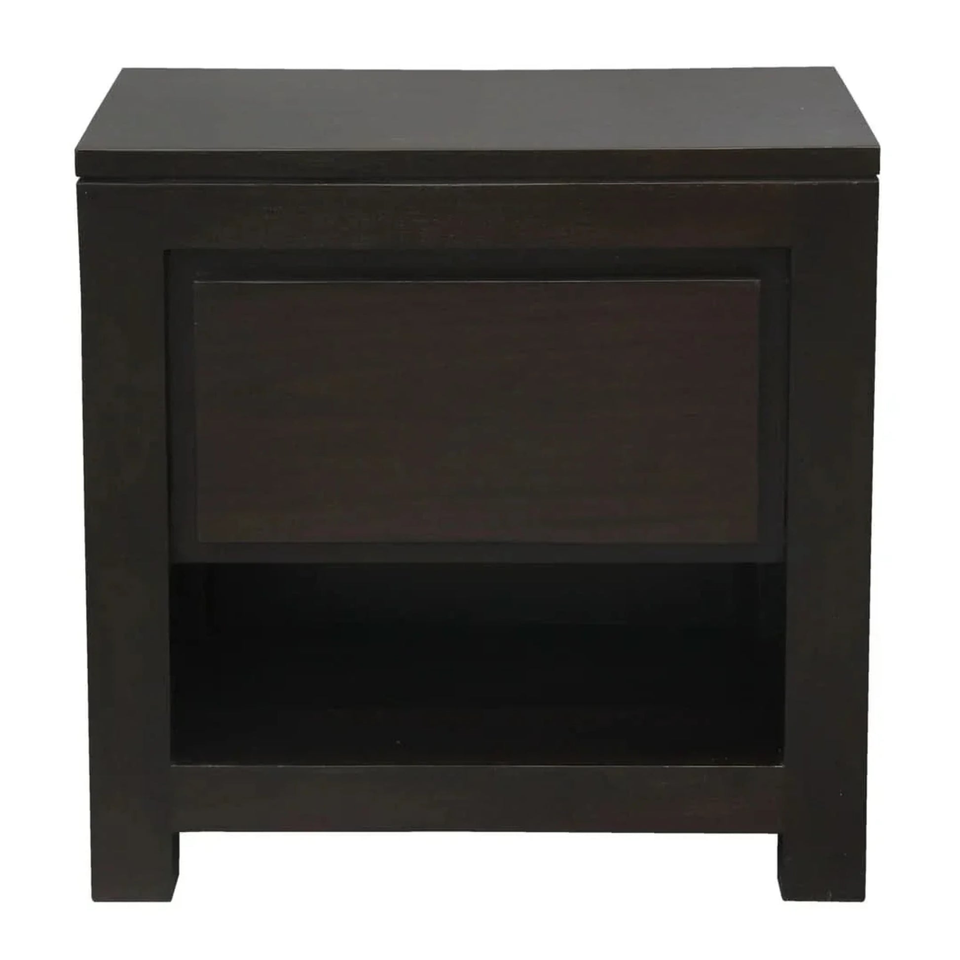 Tanaka Solid Mahogany 1 Drawer Bedside Table in Chocolate - Chocolate Wood
