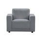 Yanni Fabric 3 Piece Lounge Suite:1 x 3-Seater Sofa, 1 x 2-Seater Sofa  + 1 x Armchair - Steel Colour - Chocolate Wood