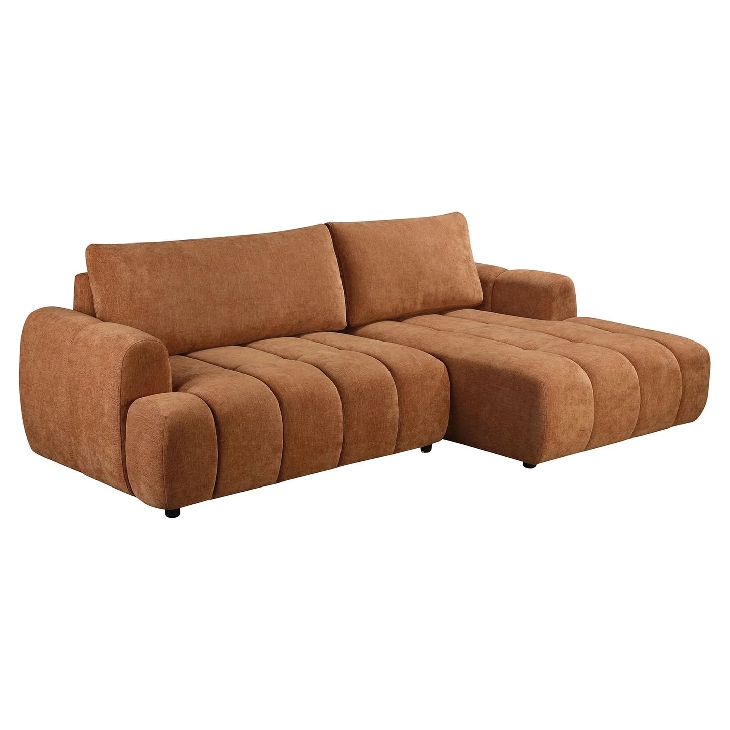 Joncar Fabric Sofa Bed — 2-Seater Sofa w/ Storage + RHF Chaise Rust