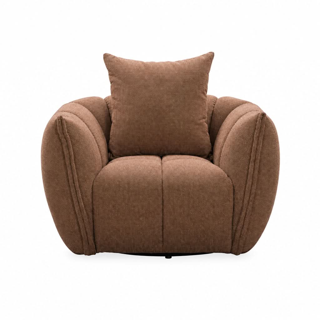 Greer Fabric Swivel Armchair with Smooth 360° Rotation - Cinnamon