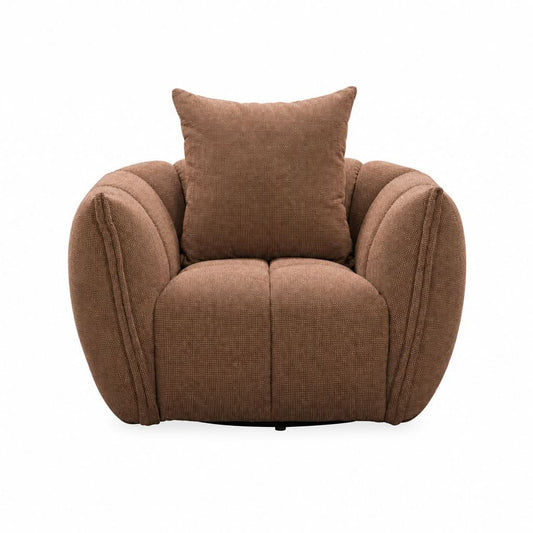 Greer Fabric Swivel Armchair with Smooth 360° Rotation - Cinnamon