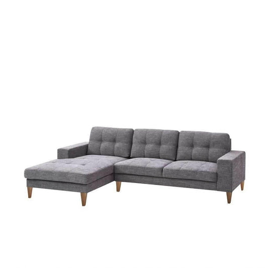 LIZ GREY FABRIC 2-SEATER W/LHF CHAISE MID-CENTURY - MyChocolateWood