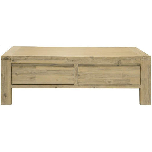 RIPLEY SOLID ACACIA TIMBER 2-DRAWER COFFEE TABLE BRUSHED SMOKE - MyChocolateWood