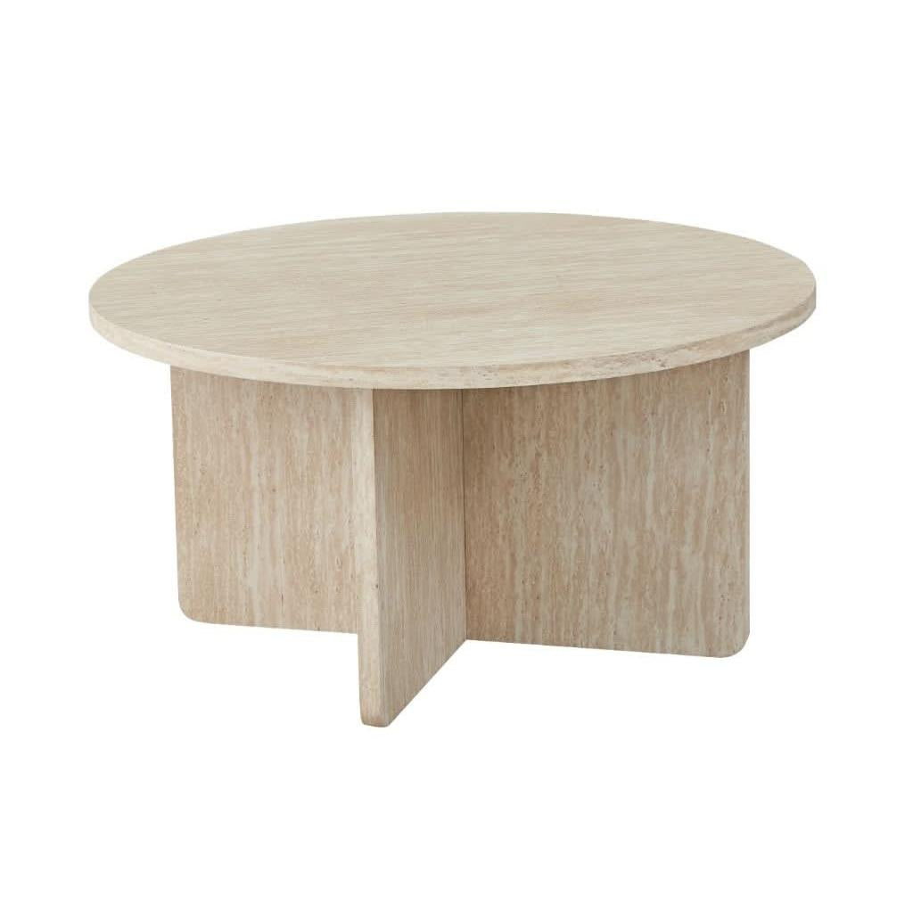 DERNA ROUND COFFEE TABLE  TRAVERTINE CLOUR - MyChocolateWood