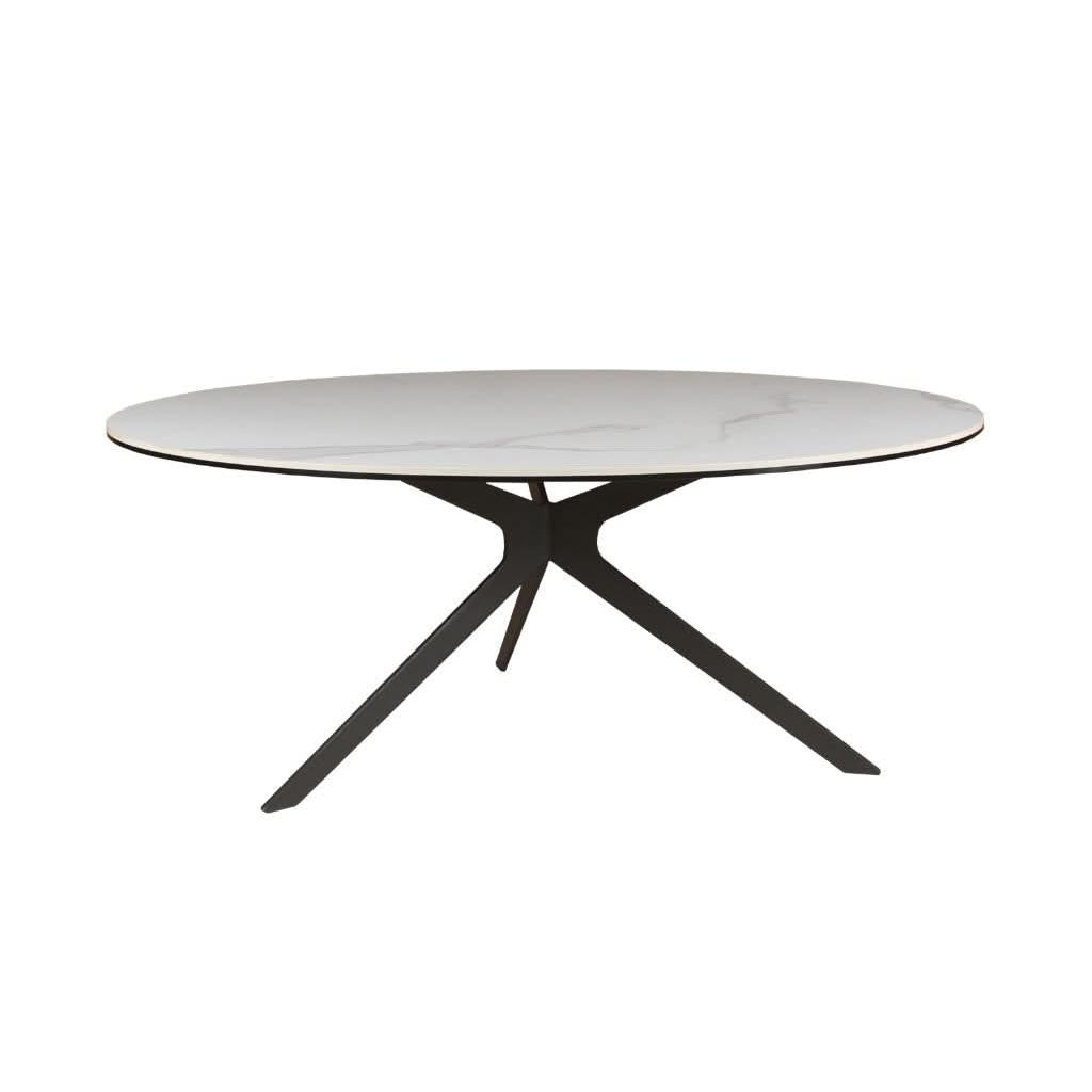 FLICKER CERAMIC GLASS COFFEE TABLE WHITE 90CM - MyChocolateWood