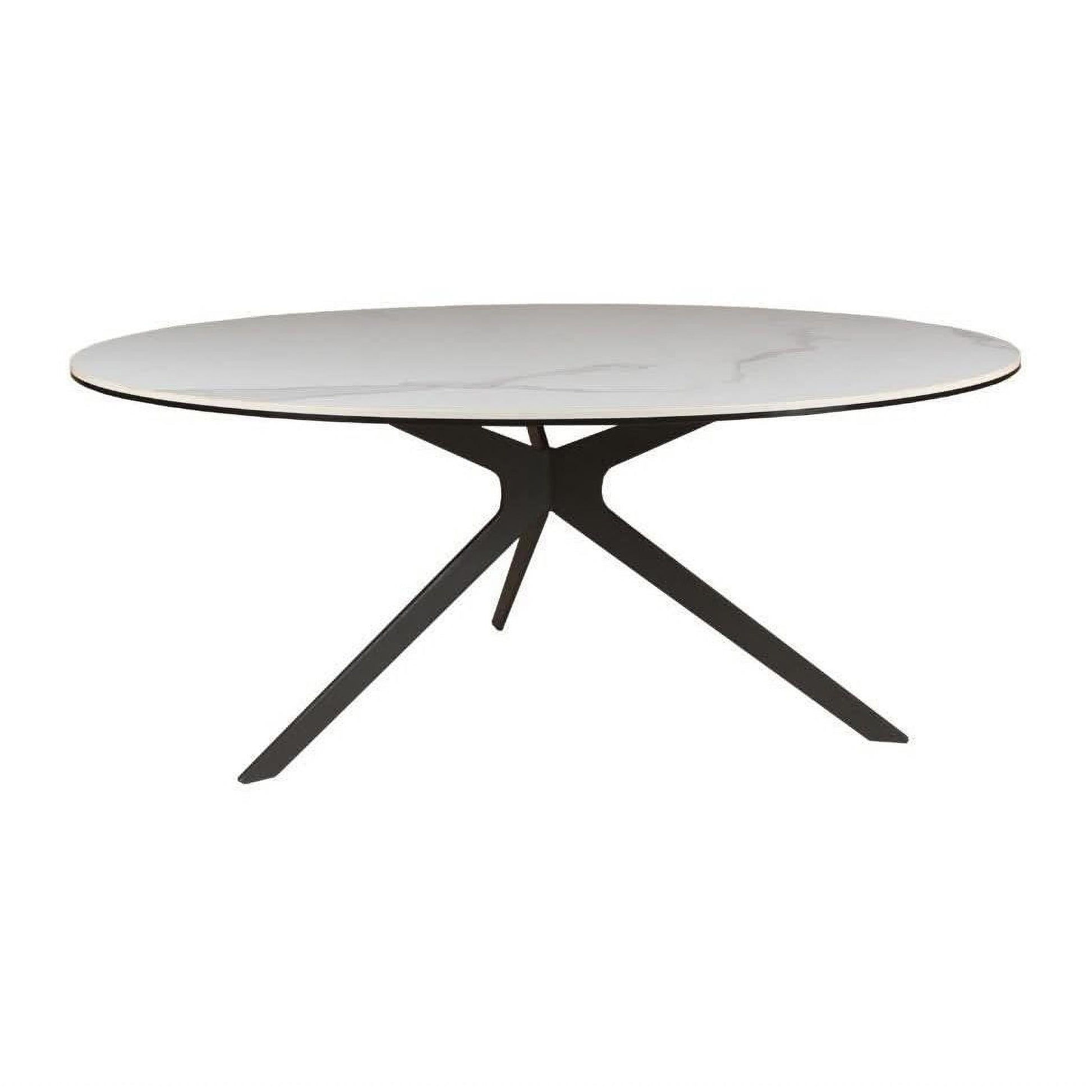 Flicker Ceramic Glass Coffee Table 90cm in White - Chocolate Wood