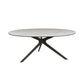 Flicker Ceramic Glass Coffee Table 90cm in White - Chocolate Wood