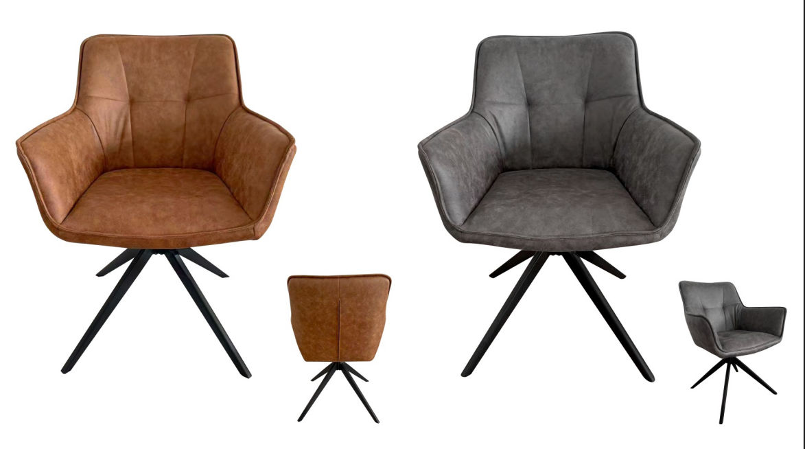 Reece Fabric Swivel Dining Armchair / Accent Chair in Cognac