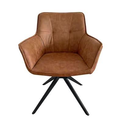 Reece Fabric Swivel Dining Armchair / Accent Chair in Cognac