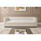 Meredith Fabric Sofa, 3-Seater in White Boucle - Chocolate Wood