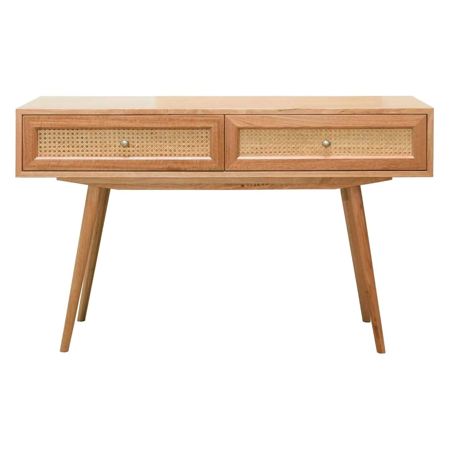 HADLEIGH OAK & RATTAN 2-DRAWER HALL TABLE CONSOLE NATURAL - MyChocolateWood