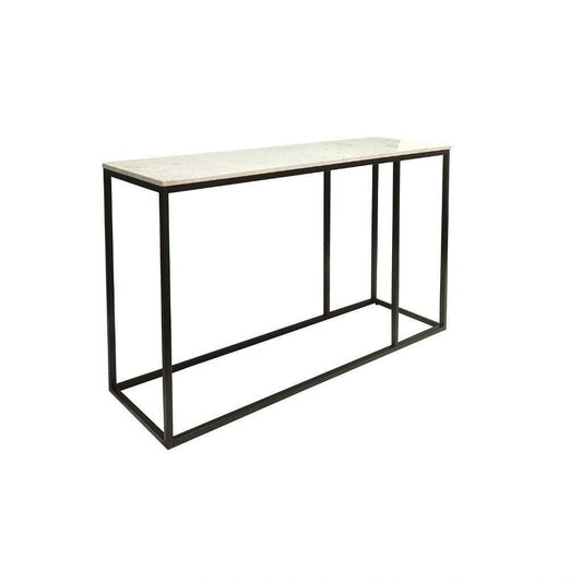 Vintry Console Table / Hall Table with White Marble Top on Black Base