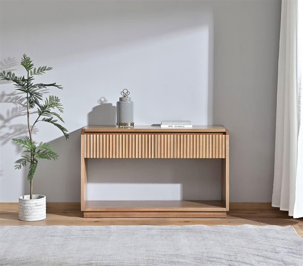 Denby Messmate Timber 2-Drawer Console Table/Hall Table Light Smoke