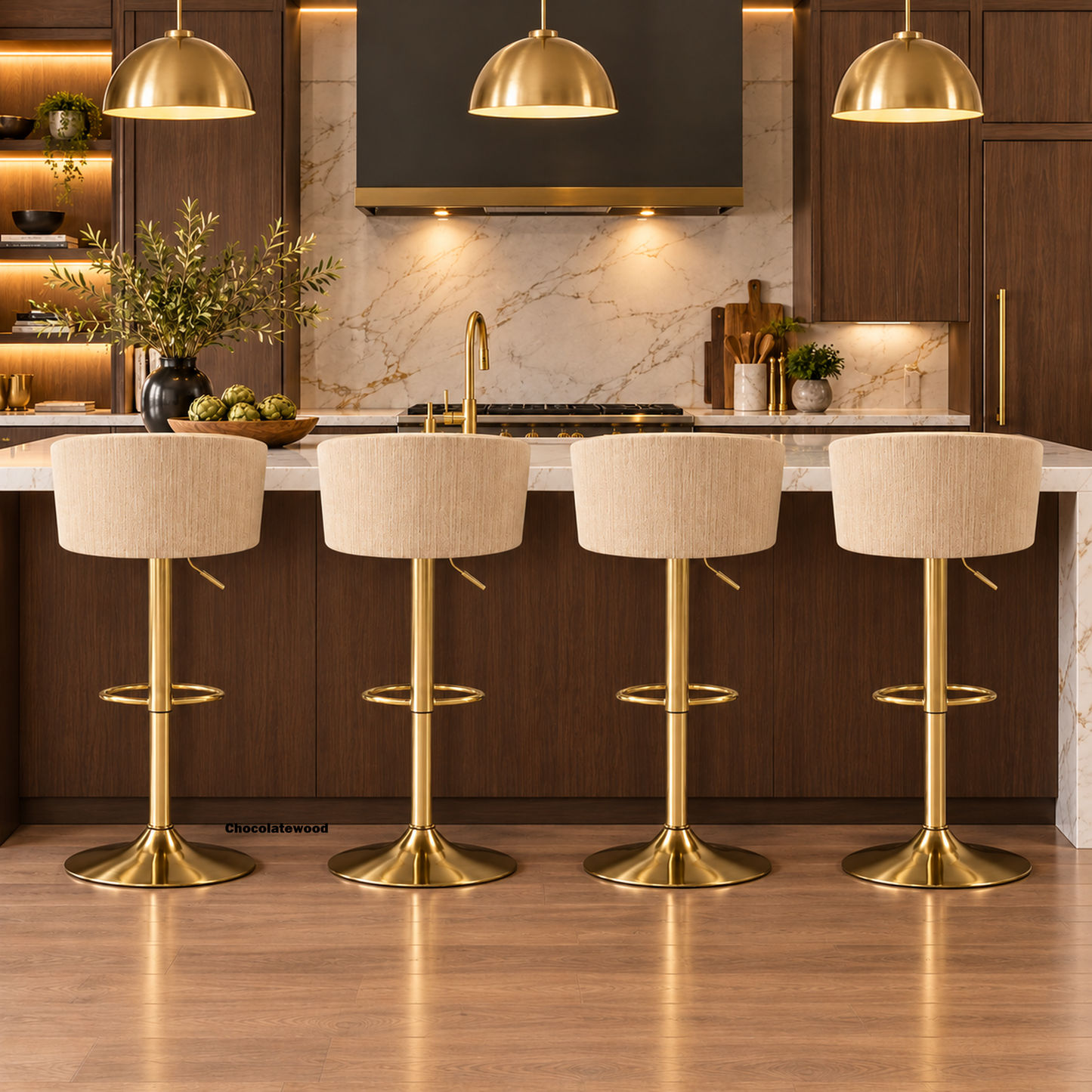 Cilla Gas Lift Swivel Bar Stool Gold