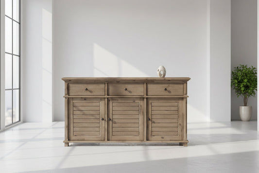 DEVONSHIRE ACACIA TIMBER 3-DOOR 3-DRAWER BUFFET/SIDEBOARD BRUSHED KHAKI - MyChocolateWood