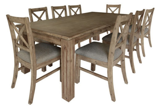 DEVONSHIRE ACACIA TIMBER DINING TABLE  210CM BRUSHED KHAKI