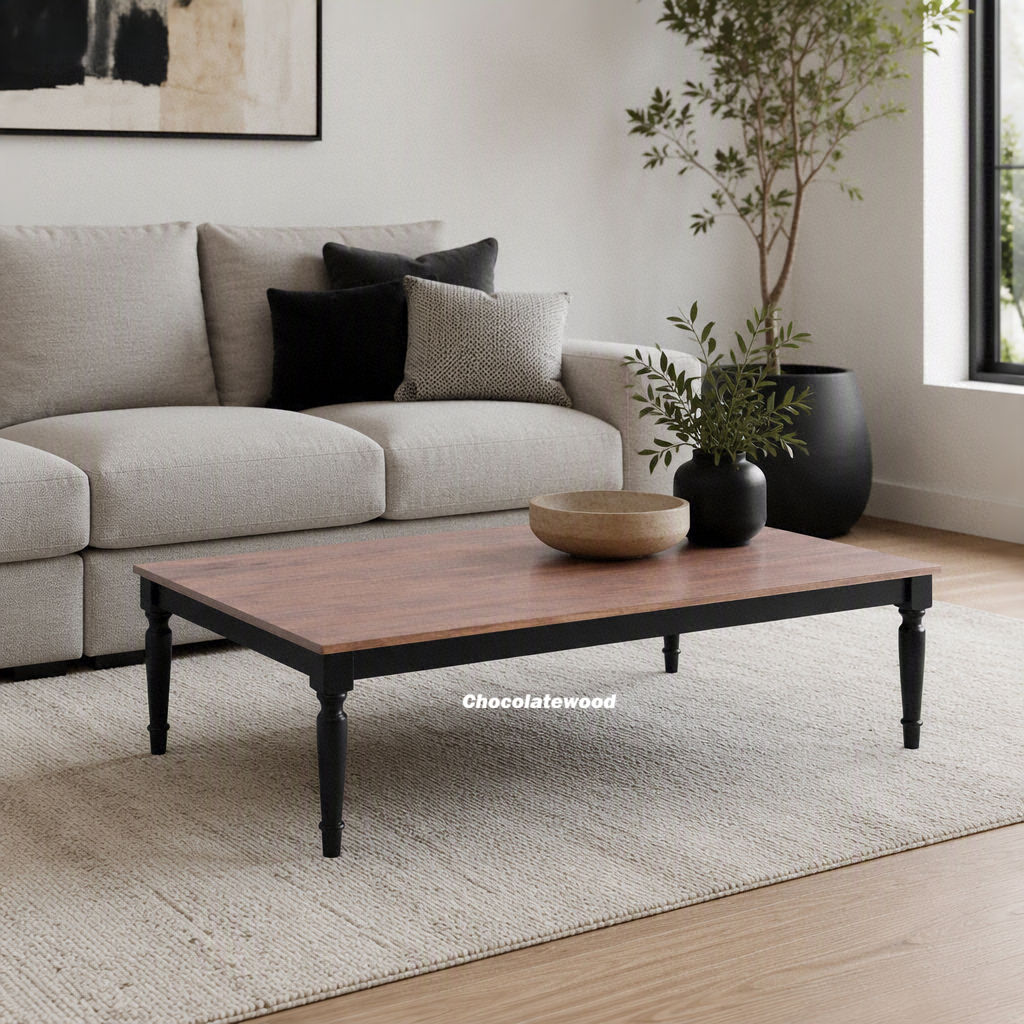 Boland Timber Coffee Table - Mango Wood Top - 160cm Natural/Black