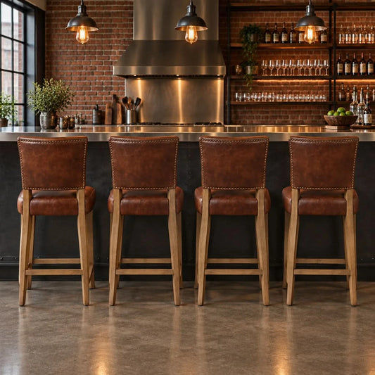 Morang Waxed Leather Counter Stool with Briarsmoke Legs