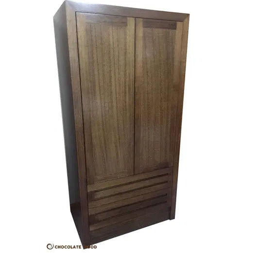 DANILO 2 DRAWERS WITH HANGING SPACE WARDROBE IN TASSIE OAK LIGHT BROWN AUSTRALIAN CUSTOM MADE - MyChocolateWood