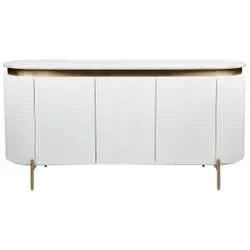 DENEUVE 3 DOOR BUFFET/SIDEBOARD WHITE WITH CARRARA MARBLE TOP - MyChocolateWood