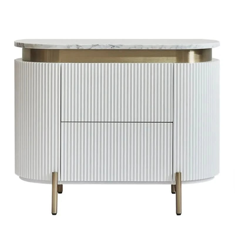 DENEUVE BEDSIDE TABLE WHITE WITH CARRARA MARBLE TOP - MyChocolateWood