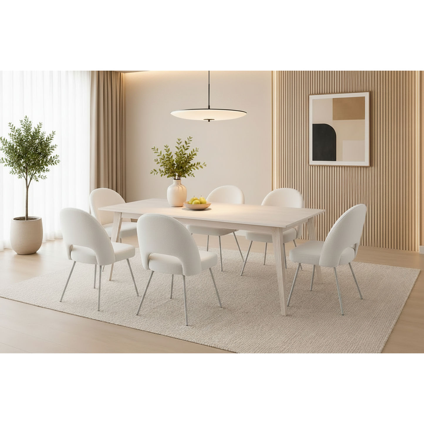 Halifax Solid Acacia Dining Table 180cm in Brushed White