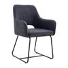 DORSET FABRIC DINING CHAIR CHARCOAL - BLACK  METAL BASE
