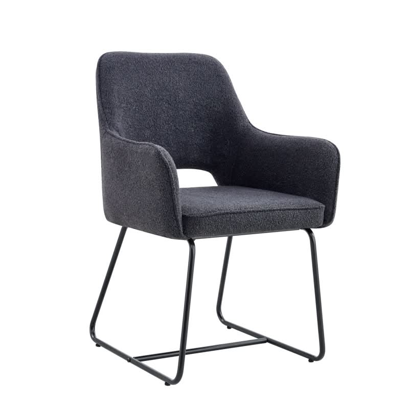 DORSET FABRIC DINING CHAIR CHARCOAL - BLACK  METAL BASE - MyChocolateWood