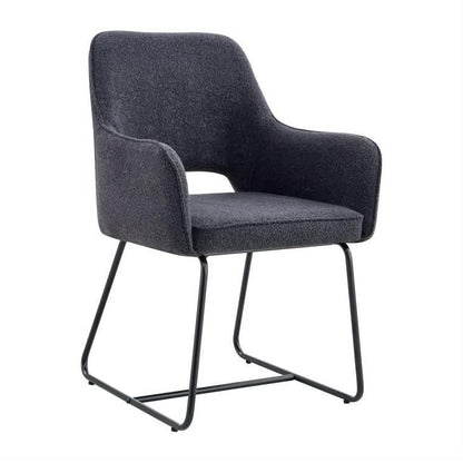 DORSET FABRIC DINING CHAIR CHARCOAL - BLACK  METAL BASE