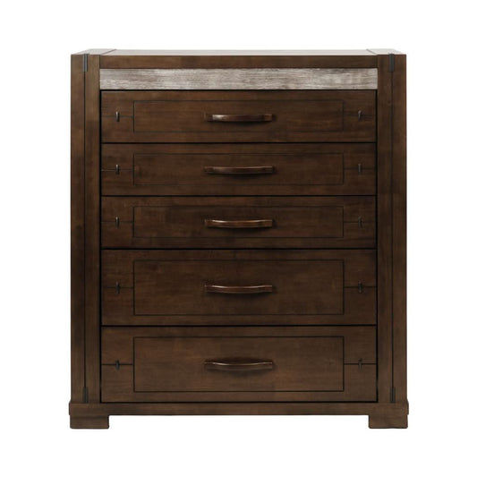 Heritage Malaysian Hardwood 5-Drawer Tallboy / Chest of Drawers in Charcoal Grey