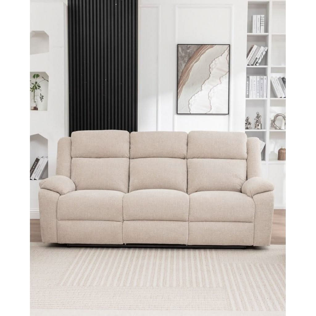 ALLOA FABRIC 3-SEATER ELECTRIC RECLINER SOFA BEIGE - MyChocolateWood