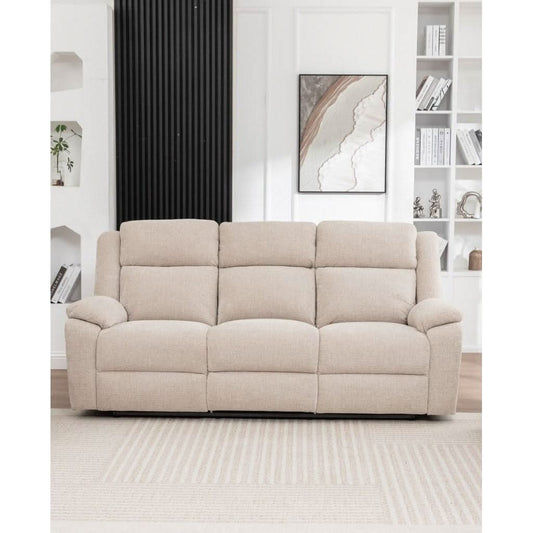 ALLOA FABRIC 3-SEATER ELECTRIC RECLINER SOFA BEIGE - MyChocolateWood