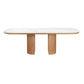 CASPIAN OAK OVAL DINING TABLE  WHITE CERAMIC TOP/NATURALWOODEN LEGS 220CM - MyChocolateWood