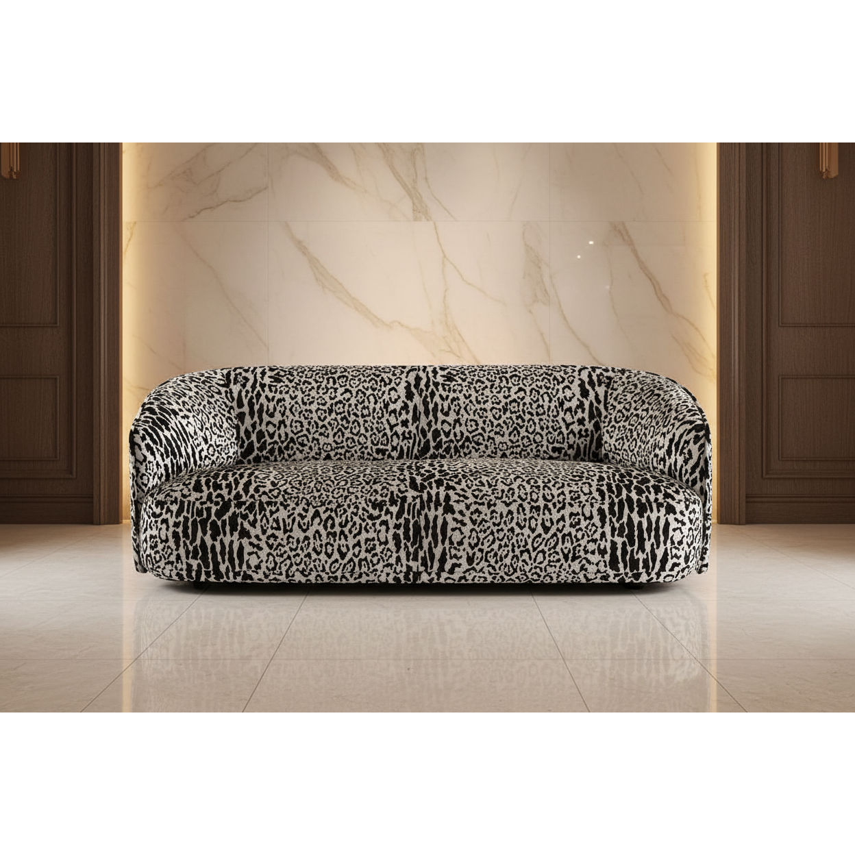 ROSQUIN 3-SEATER LEOPARD CHENILLE FABRIC SOFA - MyChocolateWood