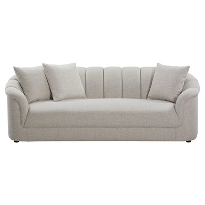 Andrella Fabric Sofa, 3-Seater in Beige - Chocolate Wood