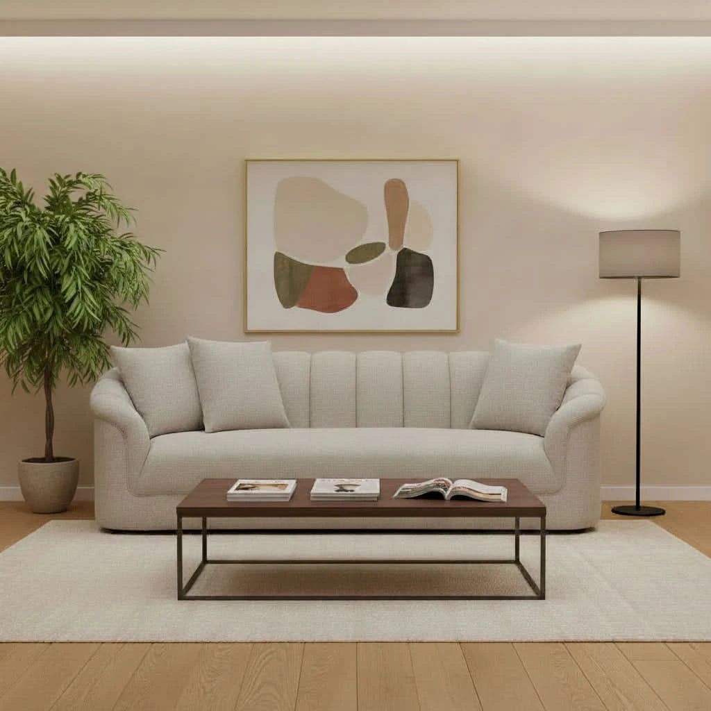 Andrella Fabric 3-Seater Sofa Beige