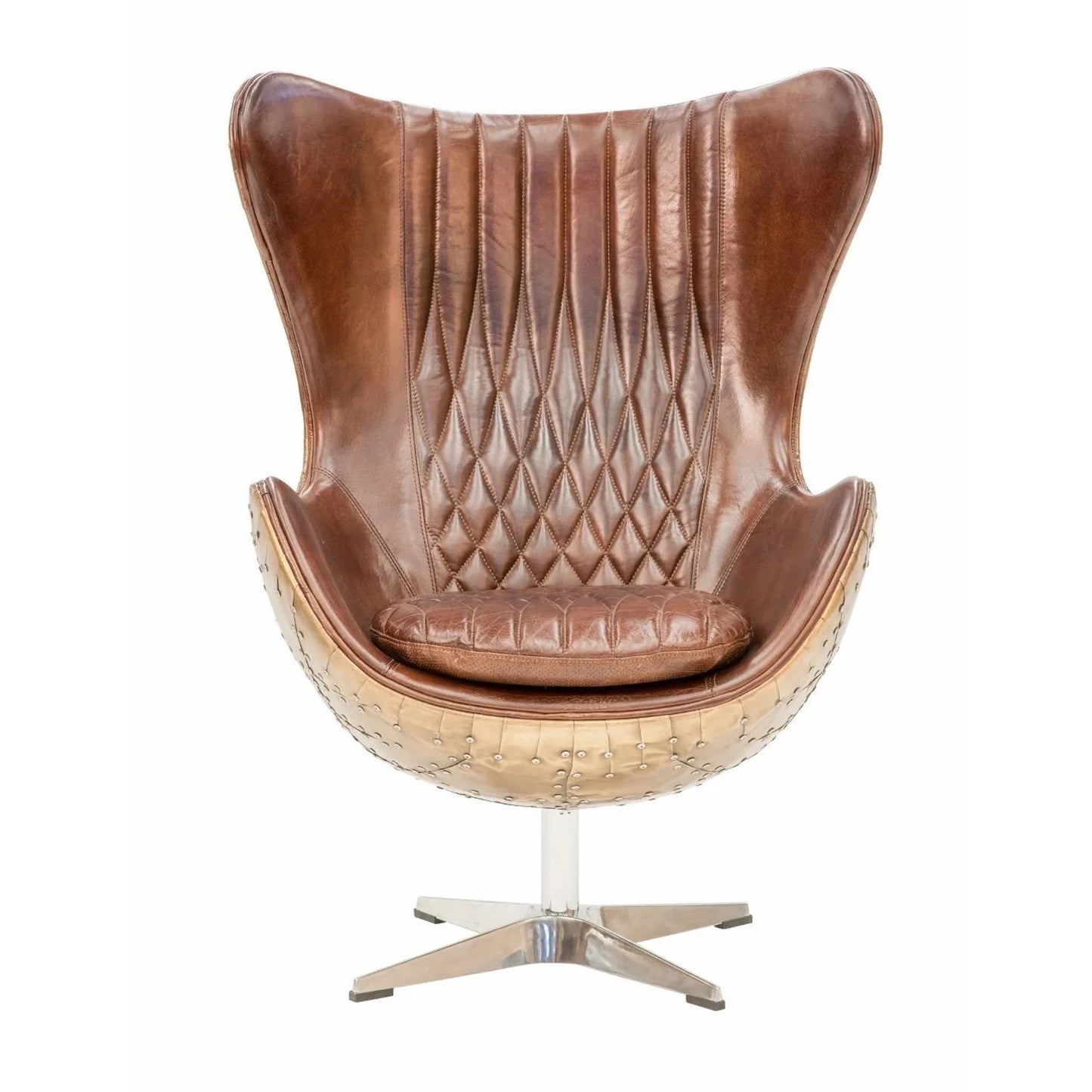 Adeline Butterfly Aged Leather and Copper Alloy Egg Chair