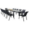 ELPHIN 13 PIECE OUTDOOR EXTENSION DINING SET CHARCOAL