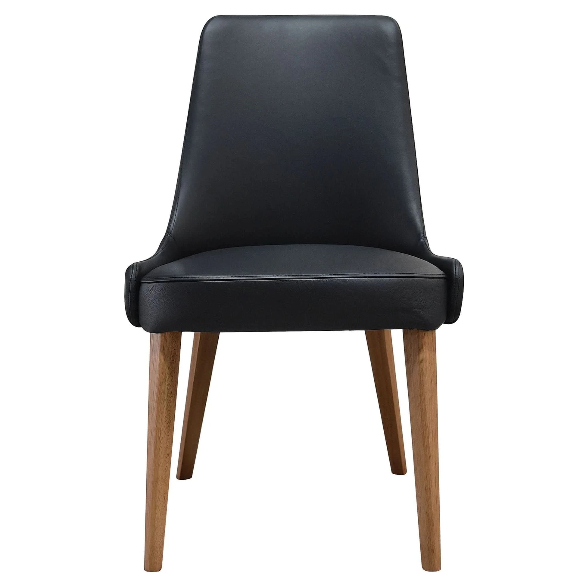 ELISEO LEATHER DINING CHAIR - SOLID TIMBER FRAME - BLACK - MyChocolateWood