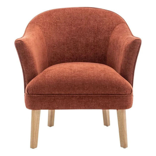 ELMORE CHENILLE FABRIC TUB CHAIR/OCCASIONAL CHAIR TERRACOTTA - MyChocolateWood