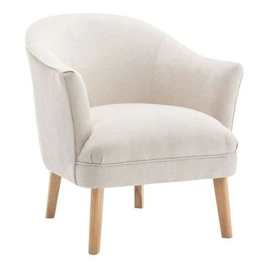 ELMORE CHENILLE FABRIC TUB CHAIR/OCCASIONAL CHAIR CREAM - MyChocolateWood