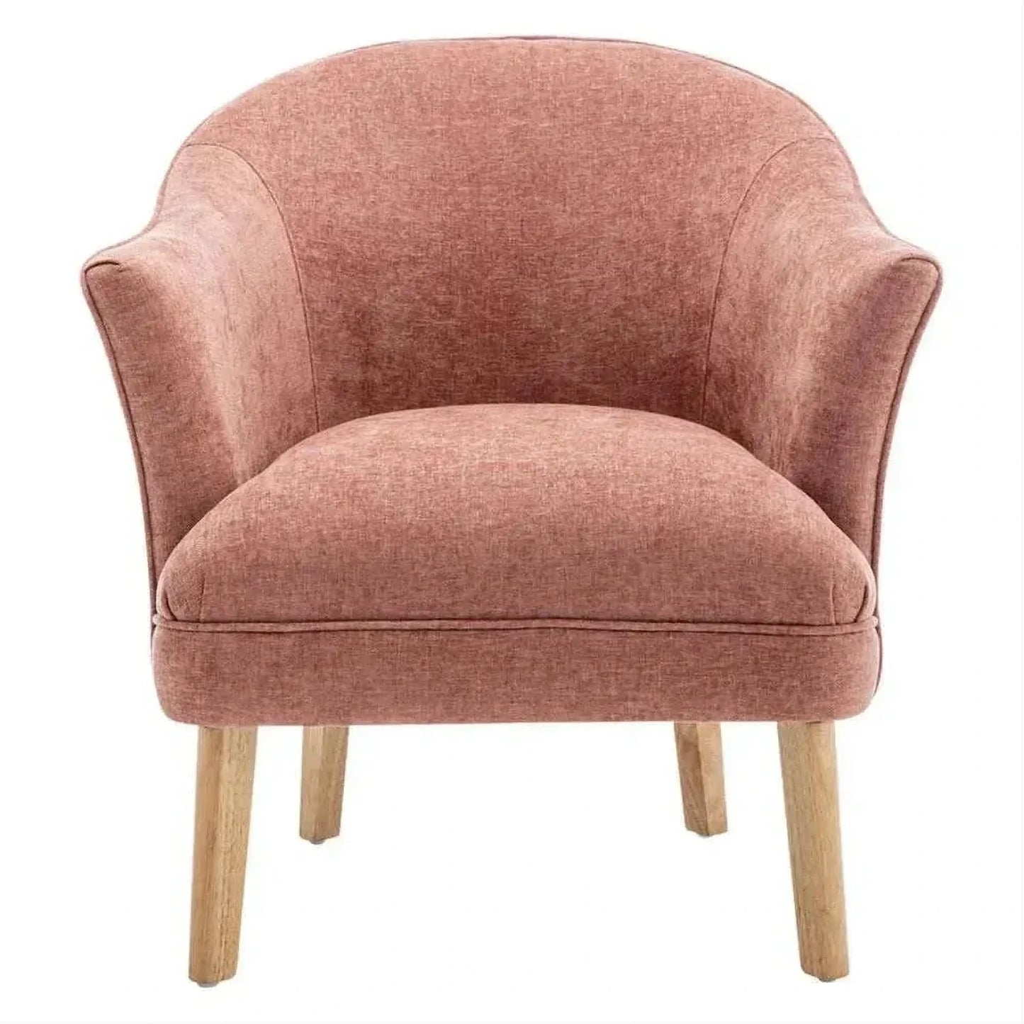 Elmore Chenille Fabric Tub Chair / Occasional Chair in Coral - Chocolate Wood